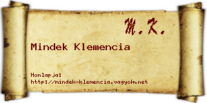 Mindek Klemencia névjegykártya